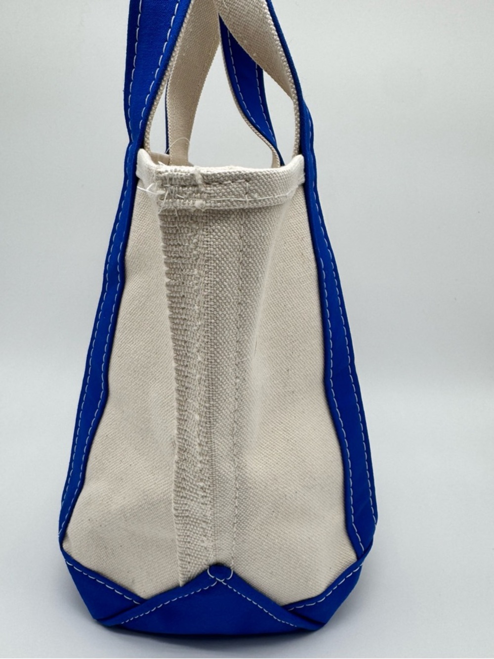 L.L. Bean Boat and Tote Canvas Bag Blue Trim Made in USA Open Top Classic Small - Picture 4 of 8